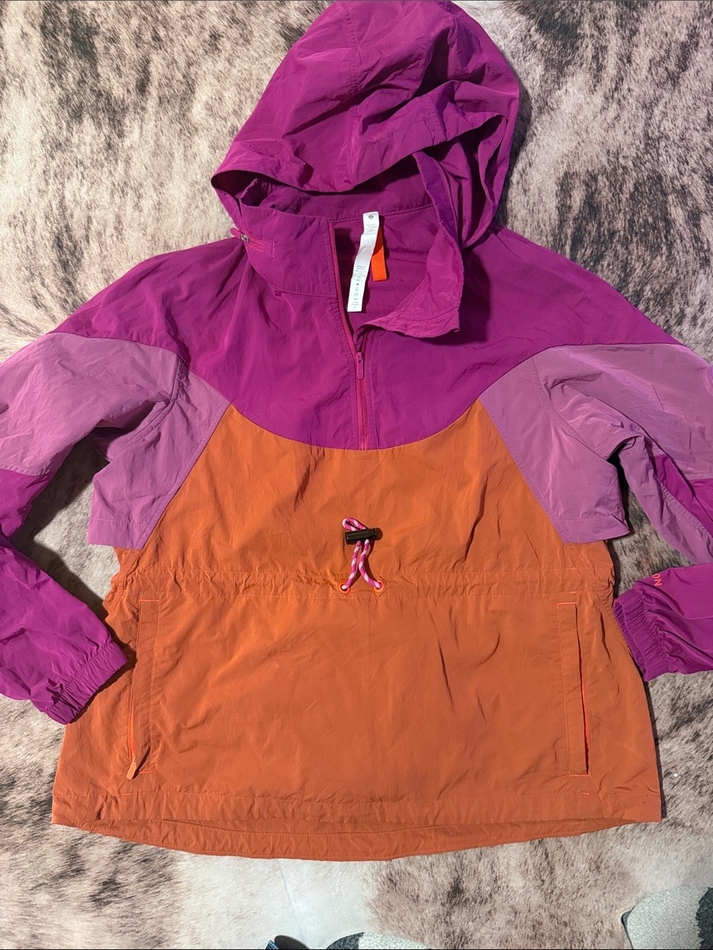 lululemon athletica Colorblock Hooded Rain Pullover - Purple & Orange